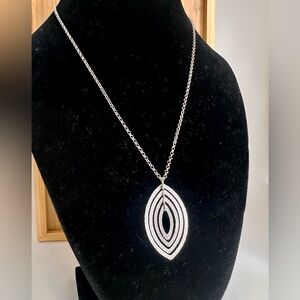 FREDERIC DUCLOS Sterling Silver Hammered 3-D Layer Ovals Pendant Necklace